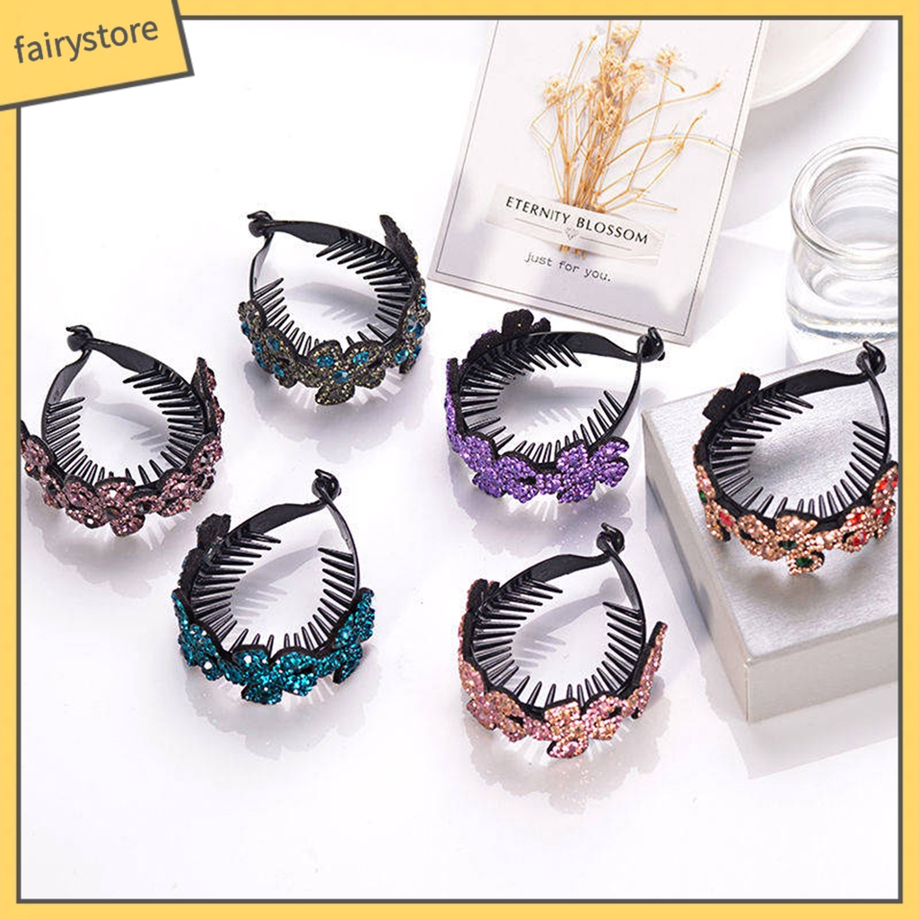 Kẹp Tóc Càng Cua Đính Đá Hình Bông Hoa Phong Cách Dành Cho Nữ