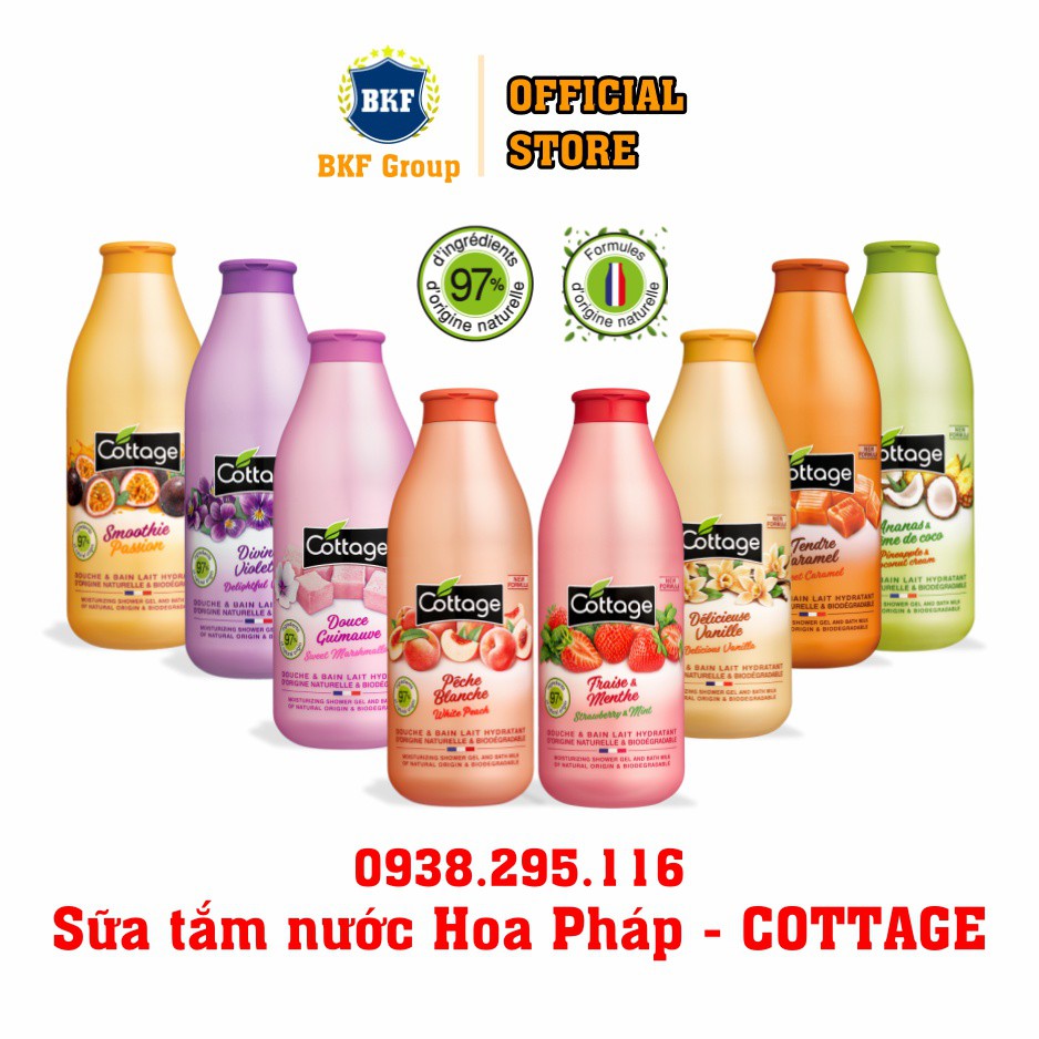 SỮA TẮM DƯỠNG TRẮNG DA COTTAGE 750ml Của Pháp - Có hóa đơn VAT