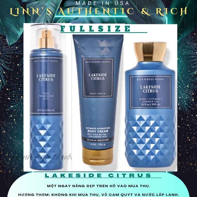 Auth_LAKESIDE CITRUS 2022 - Xịt Thơm Toàn Thân Body Mist Bath & BODY WORKS USA