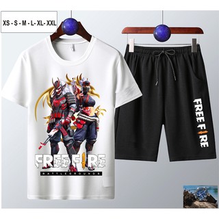 [FREE FIRE] Bộ Áo thun + Quần Short nam in hình Free Fire cotton màu trắng giá rẻ - TVC Mùa 17