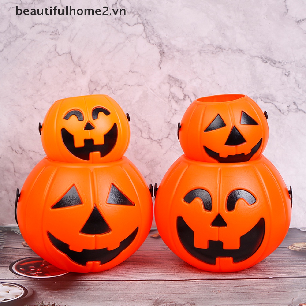 Xô Nhựa Đựng Kẹo Hình Bí Ngô Phong Cách Halloween Độc Đáo