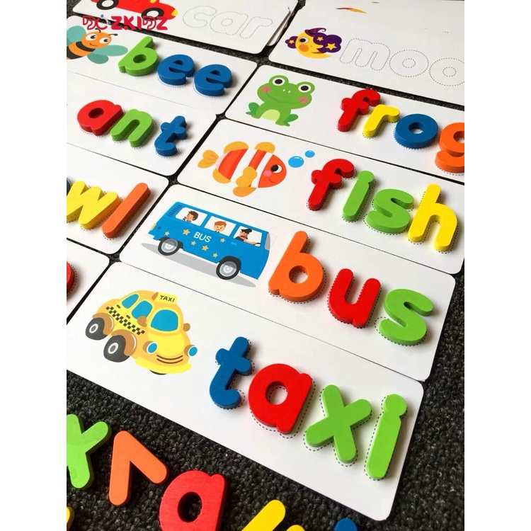 Đồ chơi bảng chữ cái tiếng Anh bằng gỗ cho bé 105 chi tiết với nhiều thẻ từ vựng - DOZKIDZ