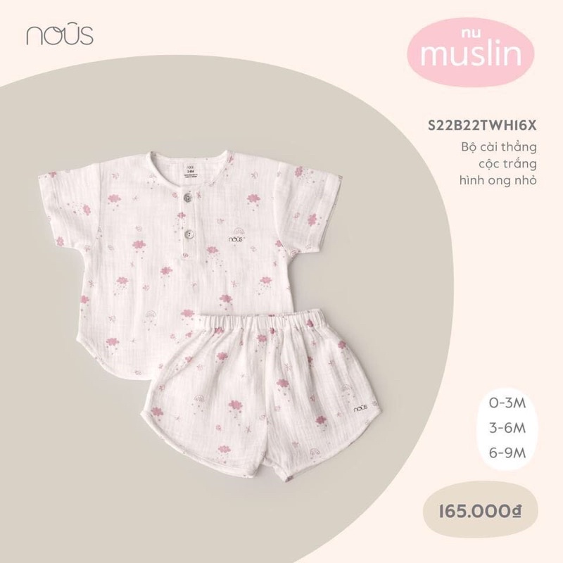 BỘ NOUS CỘC XÔ MUSLIN MỀM MẠI CHO BÉ 0-9M