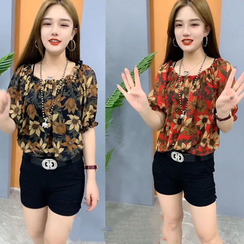 Áo Sơ Mi Chiffon Dáng Rộng Họa Tiết Hoa Phong Cách Thời Trang Phương Tây Dành Cho Nữ