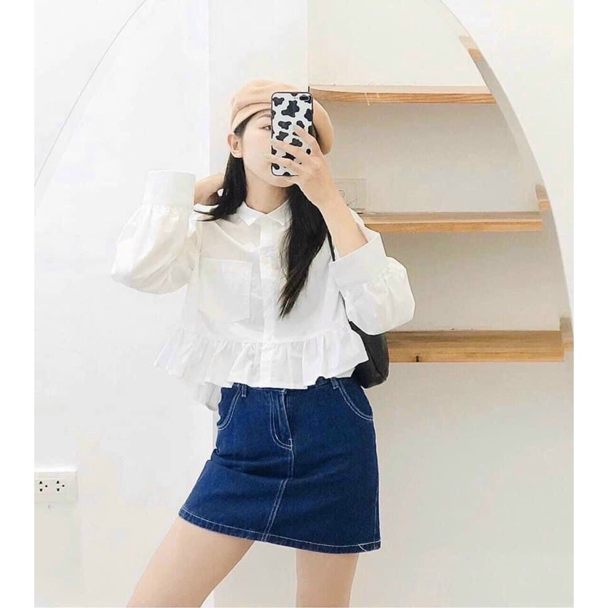 Áo peplum bèo trắng đơn giản đễ mix đồ  KÈM ẢNH THẬT