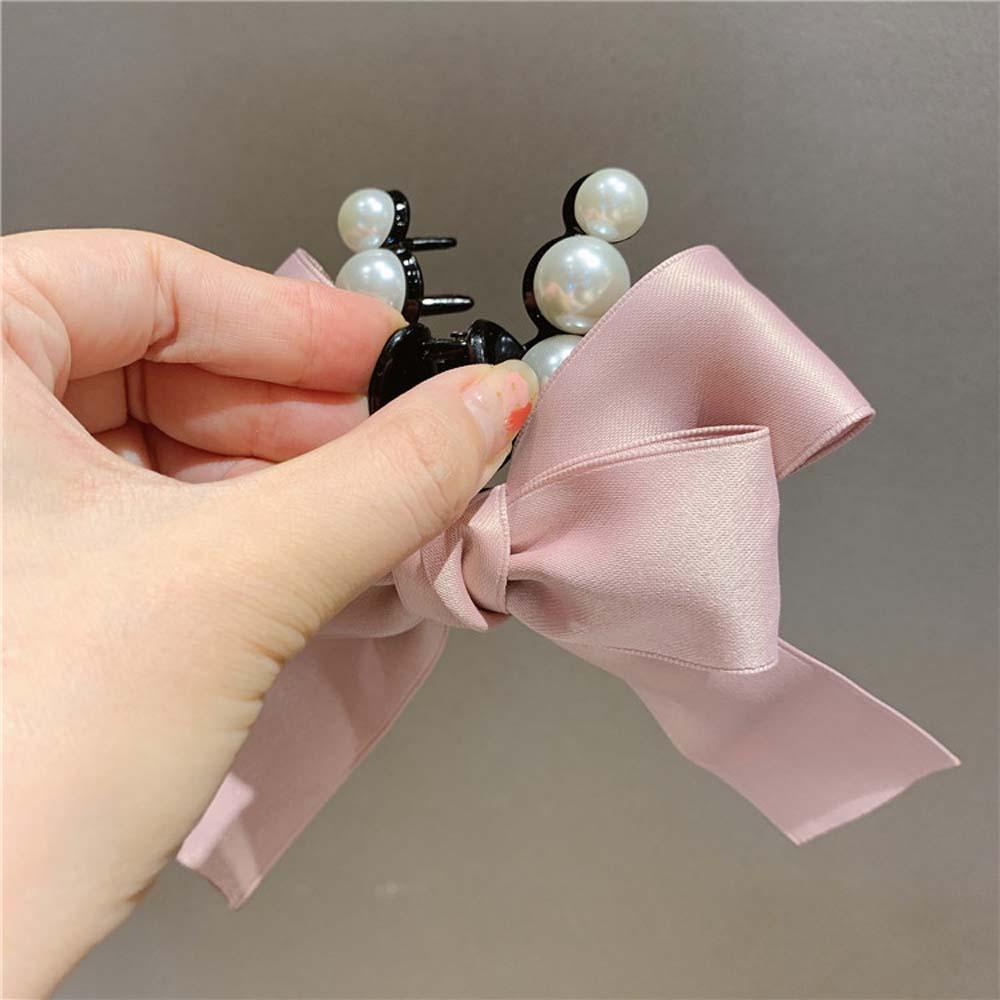 NICKOLAS Kẹp Tóc Càng Cua Đính Nơ Và Ngọc Trai Nhân Tạo Phong Cách Hàn Quốc Cho Nữ