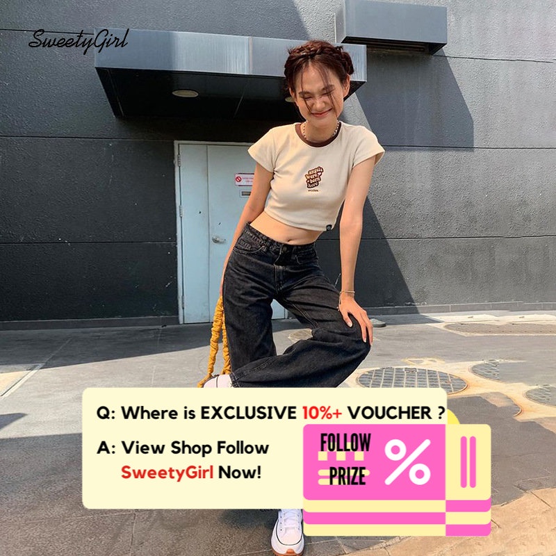 Áo Thun Croptop Tay Ngắn Cổ Tròn In Chữ Phối Màu Tương Phản Thời Trang 2022 Cho Nữ