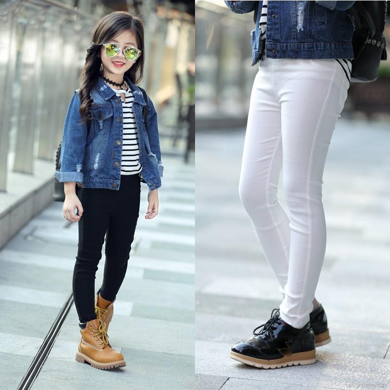 Quần jeans dài co dãn màu sắc tươi sáng cho bé gái