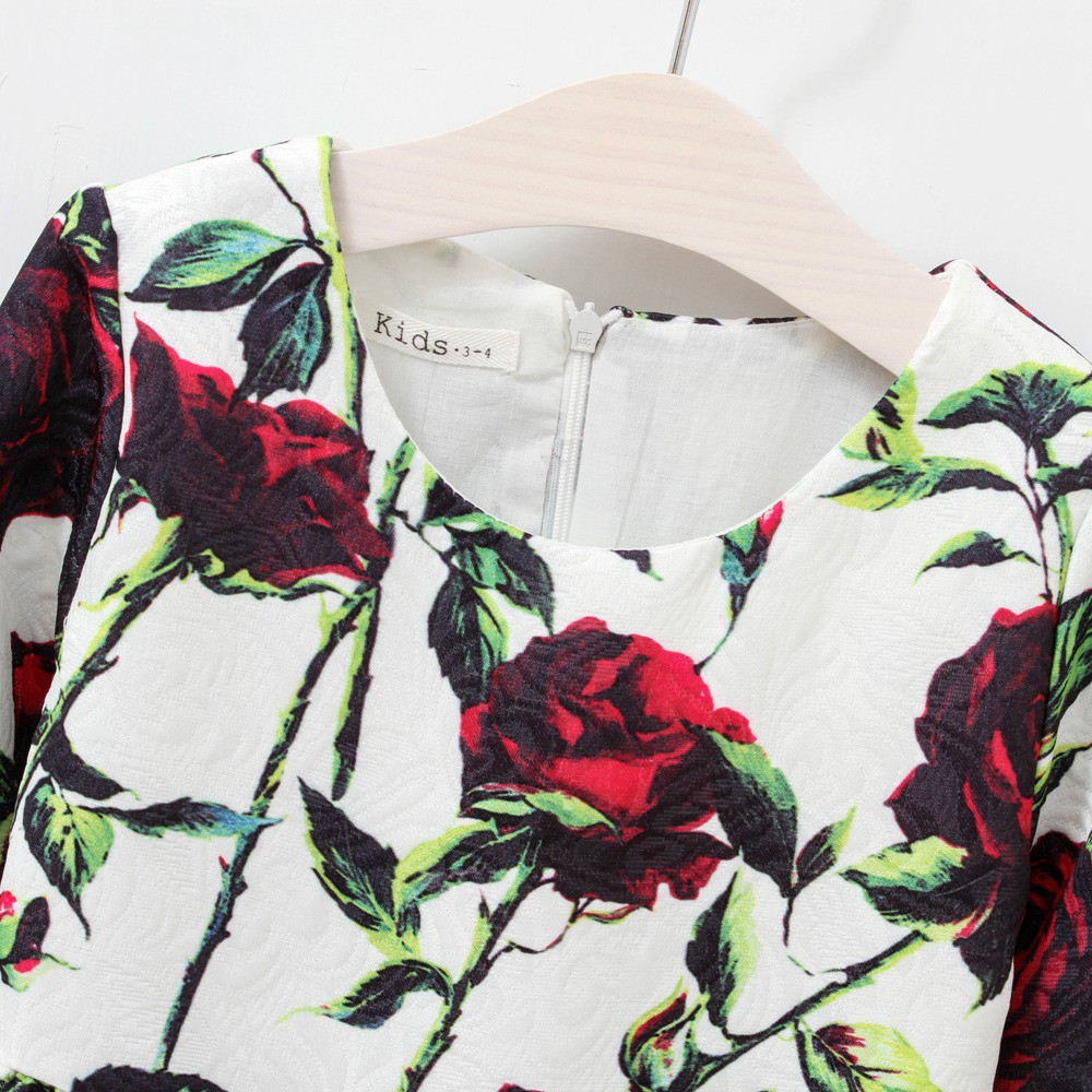 Đầm Sanlutoz Tay Dài Họa Tiết Hoa Dành Cho Bé Vào Mùa Đông