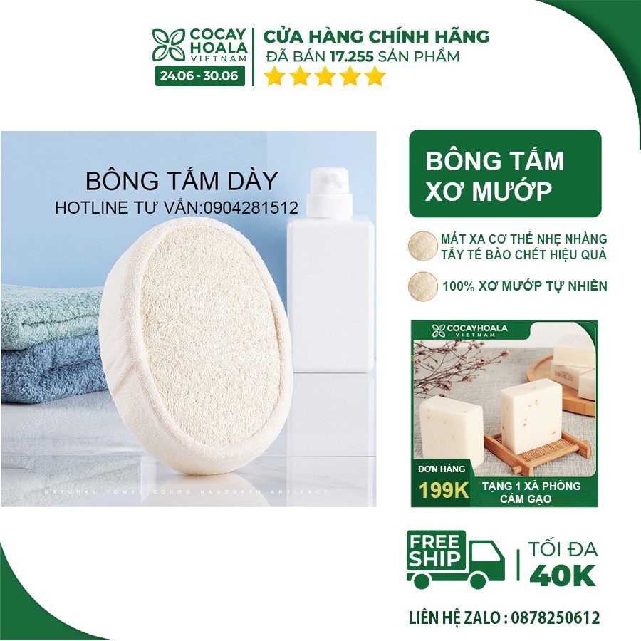 Bông Tắm-Bông Tắm Xơ Mướp 100% Tự Nhiên tạo bọt xỏ tay tiện dụng thân thiện cơ thể an toàn cho sức khỏe