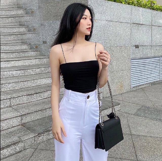 Áo 2 dây nữ sợi bún dáng croptop