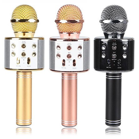 Mic Hát Karaoke Kèm Loa Bluetooth WS - 858 Không Dây Tiện Dụng- Có Cổng 3.5 Và Đài FM (Chọn màu ngẫu nhiên)