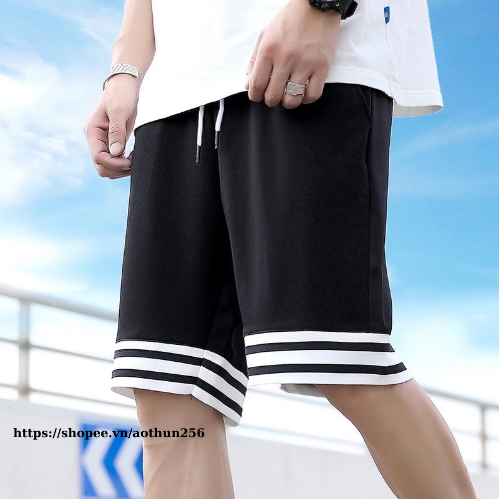 Quần đùi thể thao nam 3Line ngang form rộng dáng unisex thoải mái năng động chất umi dày mịn co dãn