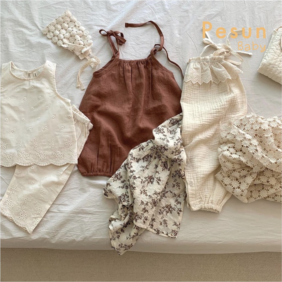 Áo Đầm Body 2 Dây Màu Đỏ Gạch Cho Bé Gái Từ 0-2 Tuổi