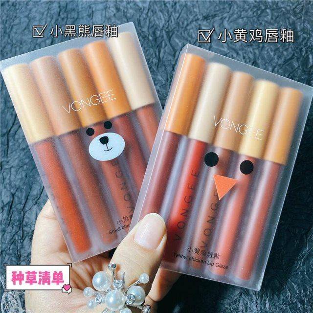 [Hàng mới về] Bộ 5 Son Kem Von Gee Làm Đẹp Màu Dễ Thương Lâu Trôi