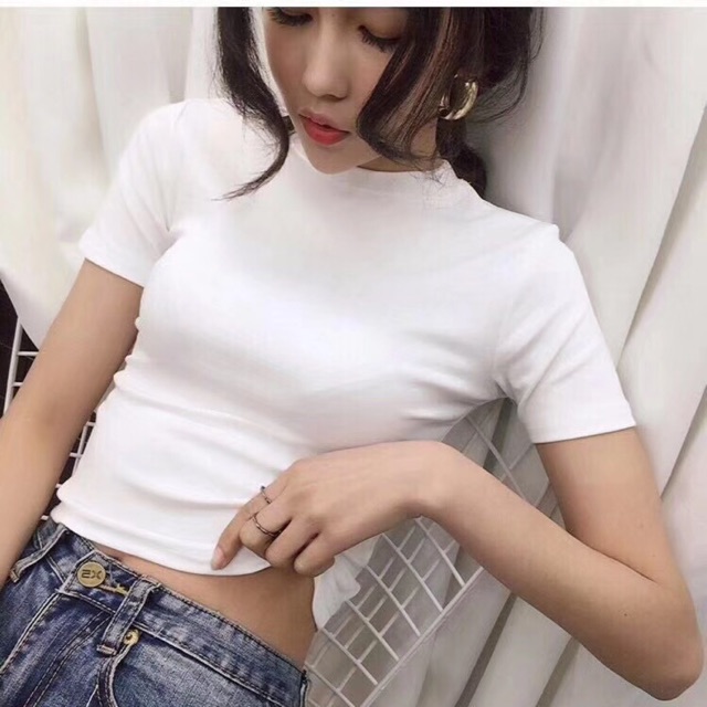 Áo phông croptop trơn zip Quảng Châu | BigBuy360 - bigbuy360.vn