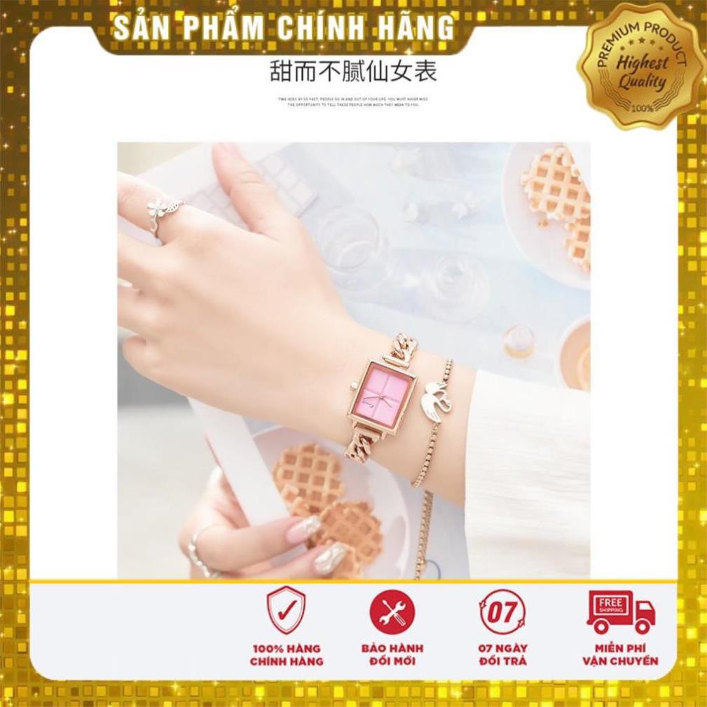 Hàng Cao Cấp -  Đồng hồ - Nữ - Kimio - máy nhật - lắc xích mặt vuông nhỏ 24mm - chống gỉ không phai màu - lỗi 1 đổi 1