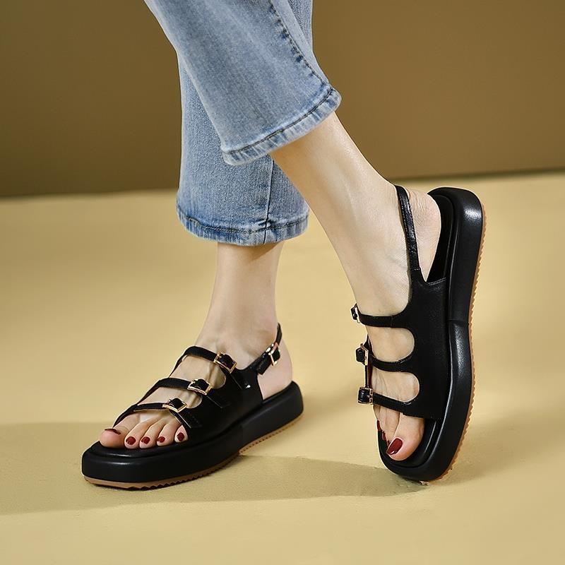 Giày Sandal Mùa Hè Đế Dày Có Khóa Phong Cách Mới Thoải Mái Dễ Phối Đồ Cho Nữ