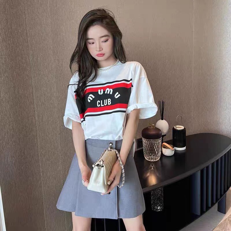 Áo thun nữ ngắn tay in chữ Miumiu, Milano, D.ior  chất cotton 100% siêu mịn mát