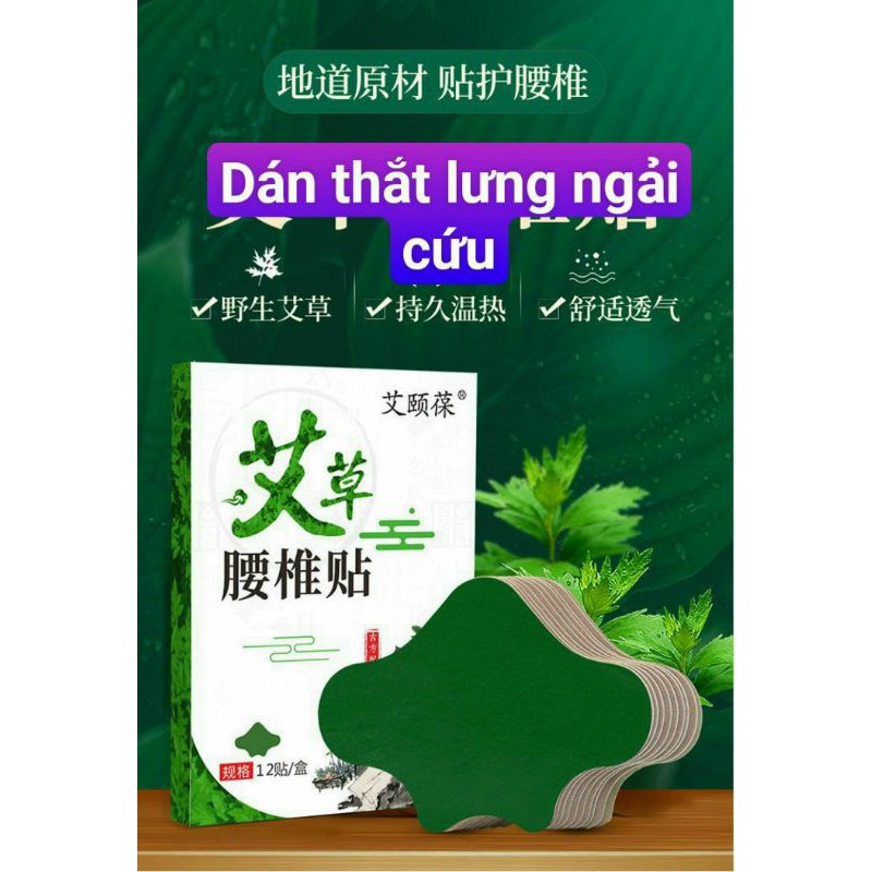 Hộp 12 Miếng Dán Ngải Cứu Giảm Đau Cổ Vai Gáy, Giảm Nhanh Các Triệu Chứng Đau Khớp Gối, Đau Lưng, Đau Đầu