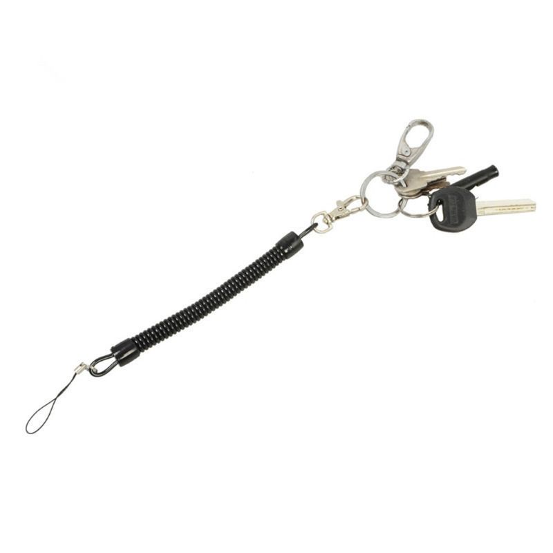 QQ Bộ 10 Dây Móc Khóa Chống Thất Lạc Dạng Xoắn Ốc Màu Đen Có Thể Thu Gọn Cho Thuyền/Ca Nô/Câu Cá