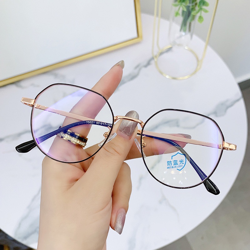 Kính Mát Nữ Gọng Tròn Kim Loại Chống Tia Sáng Xanh