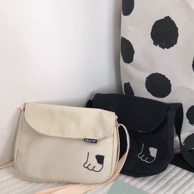 Túi Xách Đeo Vai Vải Bạt Hình Mèo Dễ Thương Dễ Phối Đồ Cho Học Sinh Túi Vải Đeo Chéo Nữ Đi Chơi Túi Vải Đeo Chéo Nữ Mini Cute