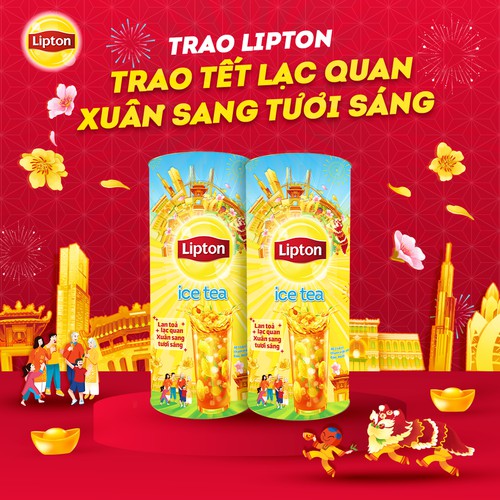 Hộp Quà Tết Lipton Ống Hòa Tan Tươi Mát Tỉnh Người 16 gói x 14g