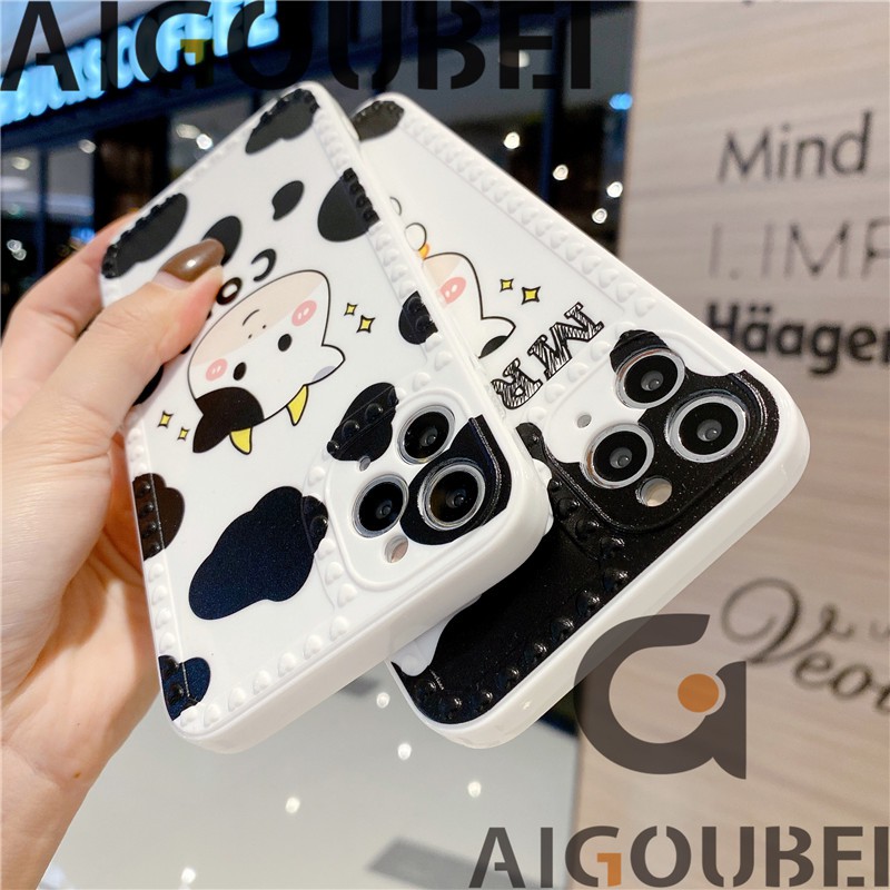 iPhone 6 6P 7 7P 8 8P X XR Xs Max 11 Pro Max cow case with love frame