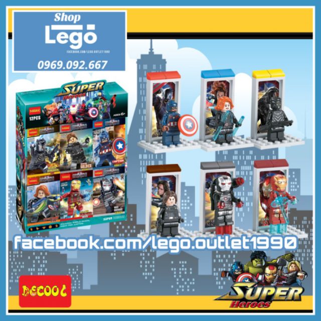 Xếp hình Captain Iron Man Bucky War Machine Black Panther Widow Avengers Civil War Lego Minifigures Decool 0250 0255