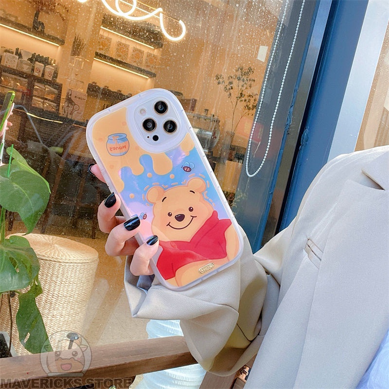 Ốp Điện Thoại Màu Laser In Hình Gấu/Dâu Tây Dễ Thương Cho iPhone 12/11Pro/Max/X/XS/XR/iPhone7/8plus