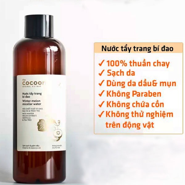 Nước Tẩy Trang COCOON Làm Dịu Nhẹ, Sạch Sâu và Cấp Ẩm 500ml