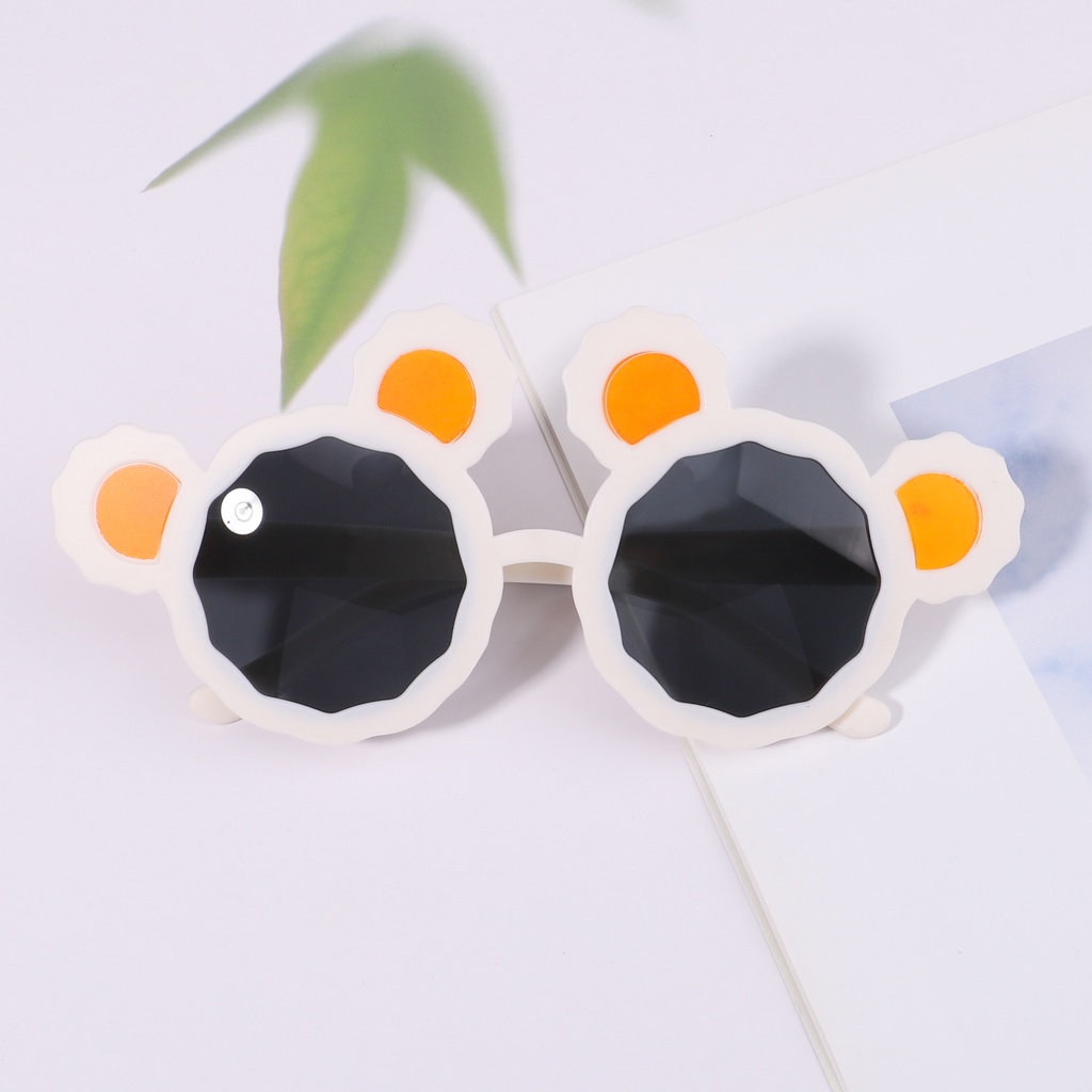 RainBow Bows 1 Kính Mát Gọng Tròn Họa Tiết Tai Gấu Hoạt Hình Chống Tia UV Thời Trang Mùa Hè Cho Bé