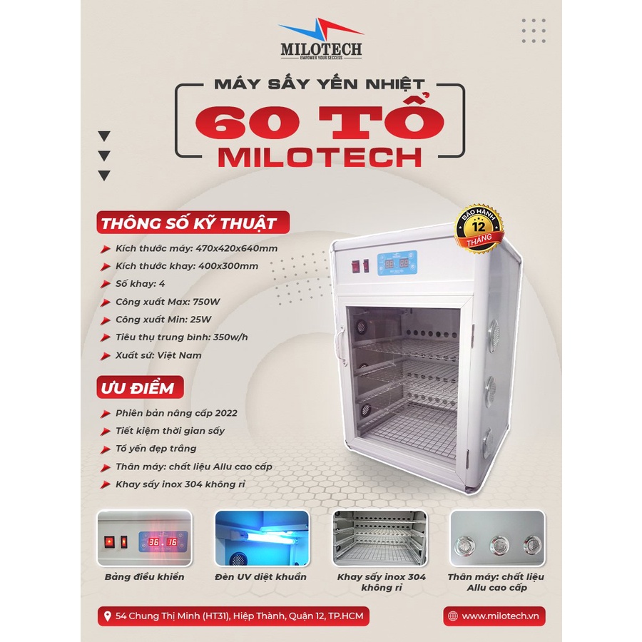 [Giá rẻ nhất] Máy Sấy Tổ Yến 60 Tổ (Tặng Khuôn Đắp Tổ)