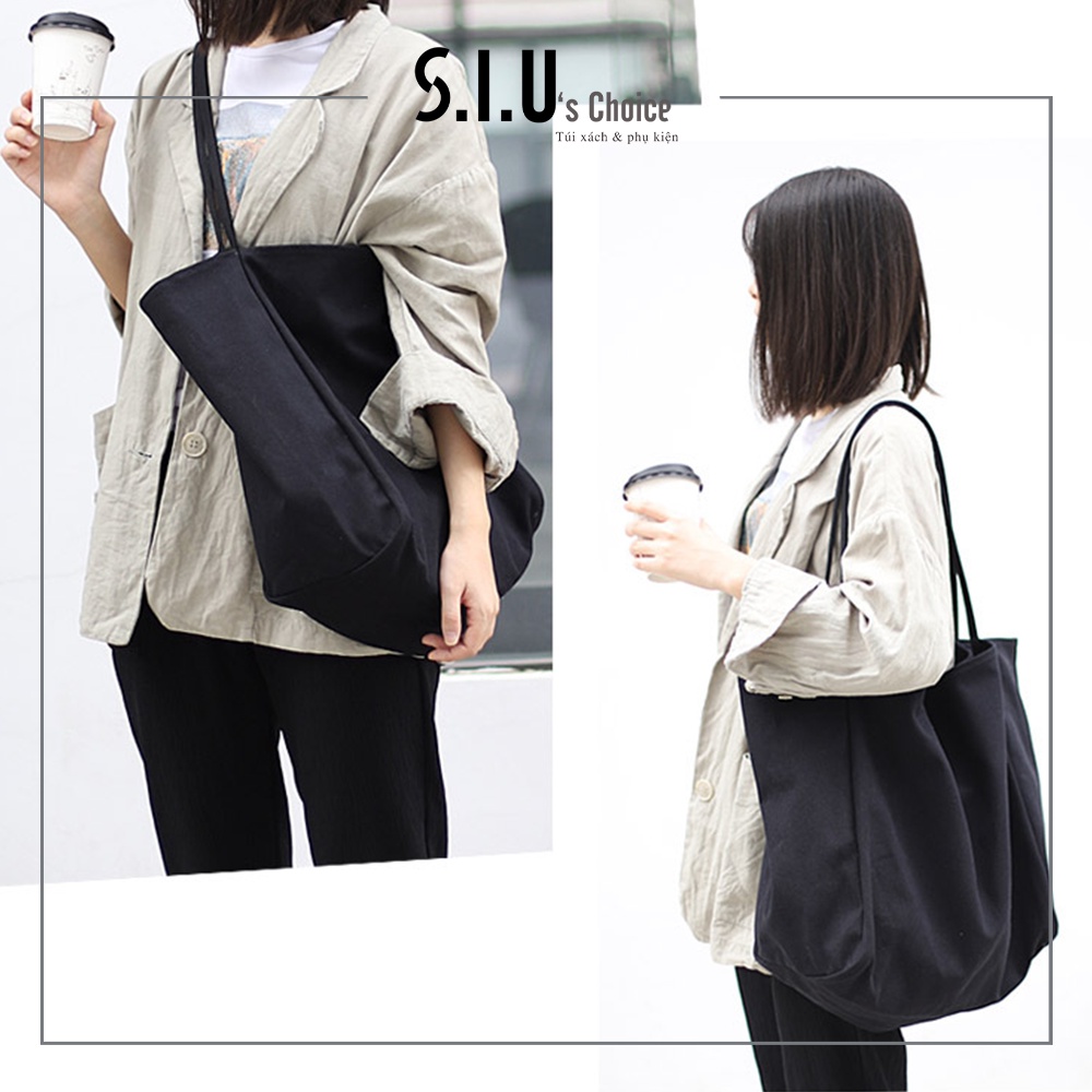 Túi tote nữ vải canvas ngăn rộng đeo vai đeo chéo phong cách Hàn Quốc Siu's Choice- SIUBB13