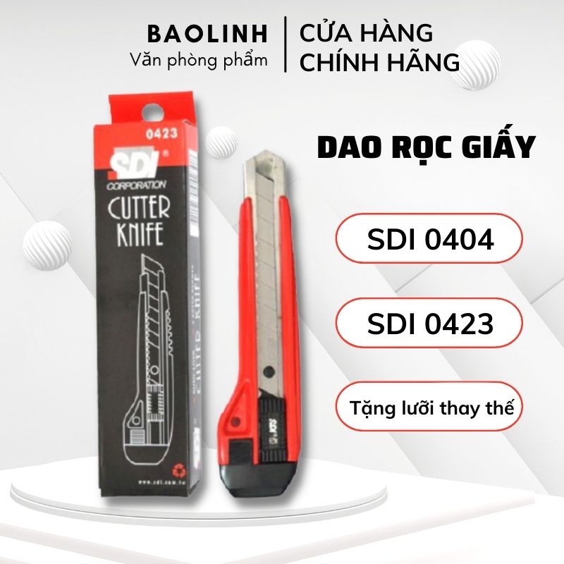 Dao Dọc Giấy - Dao Trổ SDI Nhỏ 0423 / To 0404 Tặng Kèm 1 Lưỡi Dự Phòng Loại Tốt, Siêu Bền-vanphongphamBL