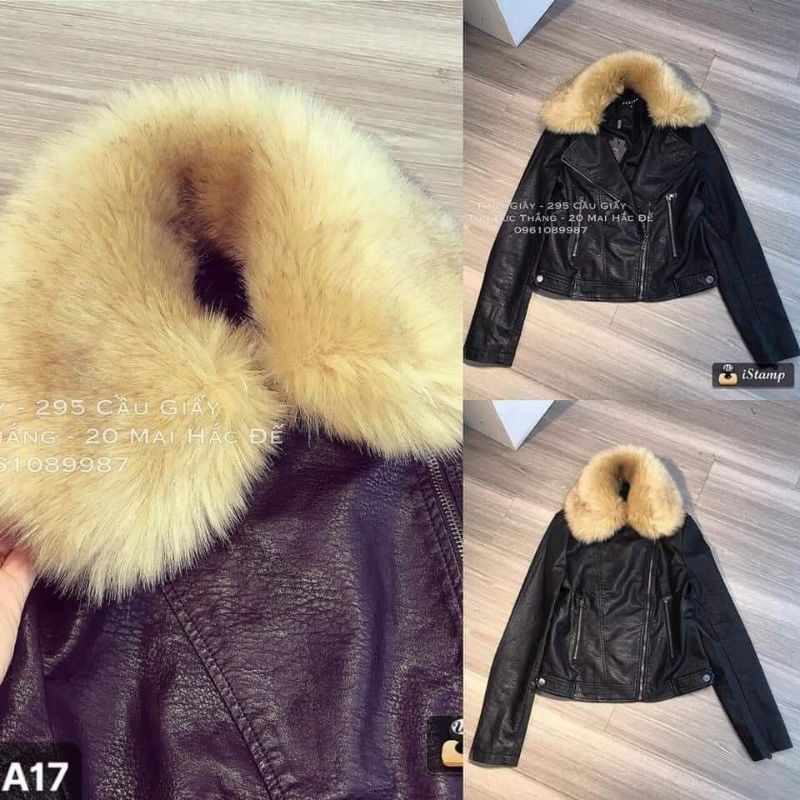 Áo da cổ lông sịn