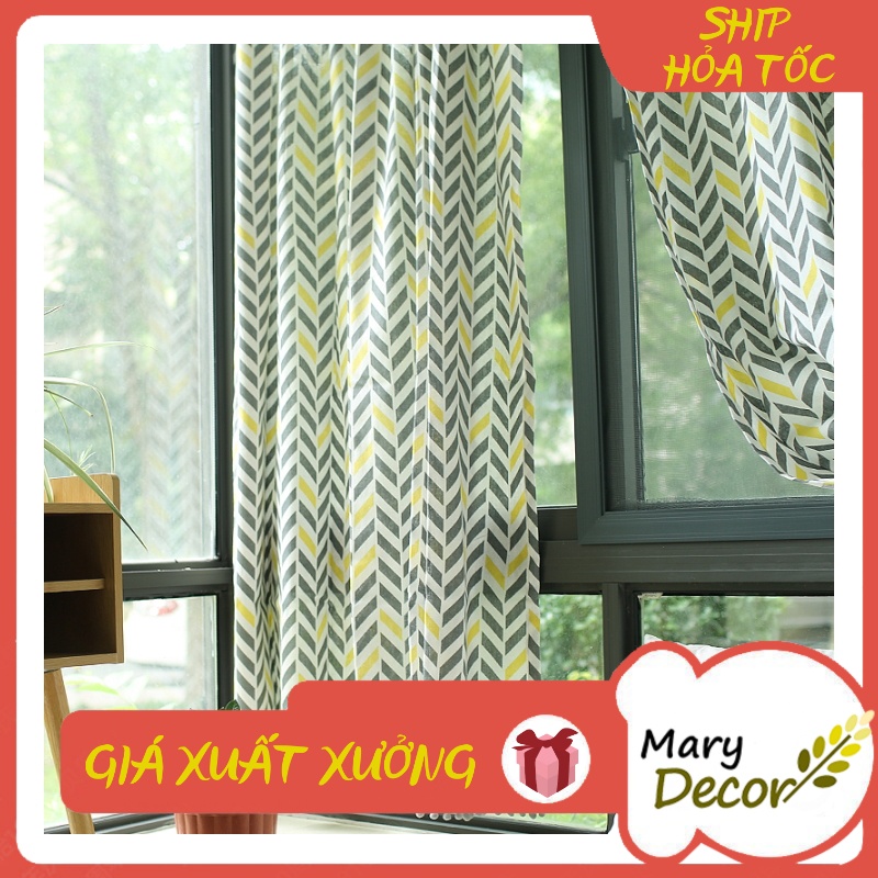Rèm cửa đẹp trang trí vải bố linen đậm chất vintage - họa tiết Mũi tên cách điệu R-F08