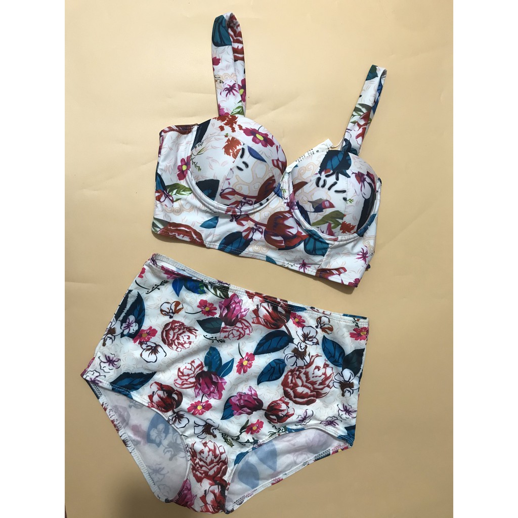 Bikini Hoa Có Gọng Đệm Mỏng Eo Cao W337