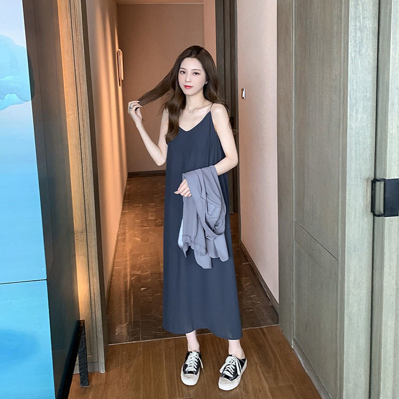 (ORDER) Set Áo Blazer mỏng nhẹ mùa hè thu+ Váy hai dây suông dài xẻ tà sang chảnh style Hàn Quốc (NEW ARRIVALS) | BigBuy360 - bigbuy360.vn