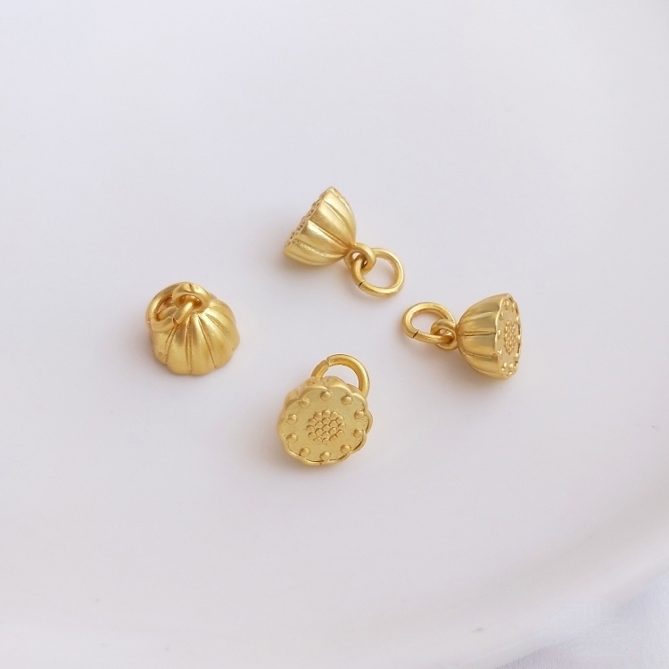 Mặt Dây Chuyền Hình Mèo May Mắn / Lá Cây / Hoa Anh Đào / Quả Bầu Màu Vàng 18K diy