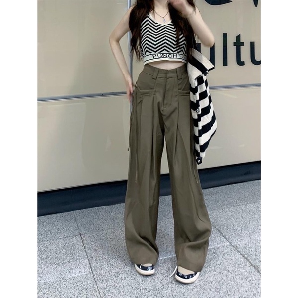 Quần Culottes Dáng Suông Ống Rộng Buộc Dây  Cạp Cao Kiêu Dáng Trendy Hack Dáng