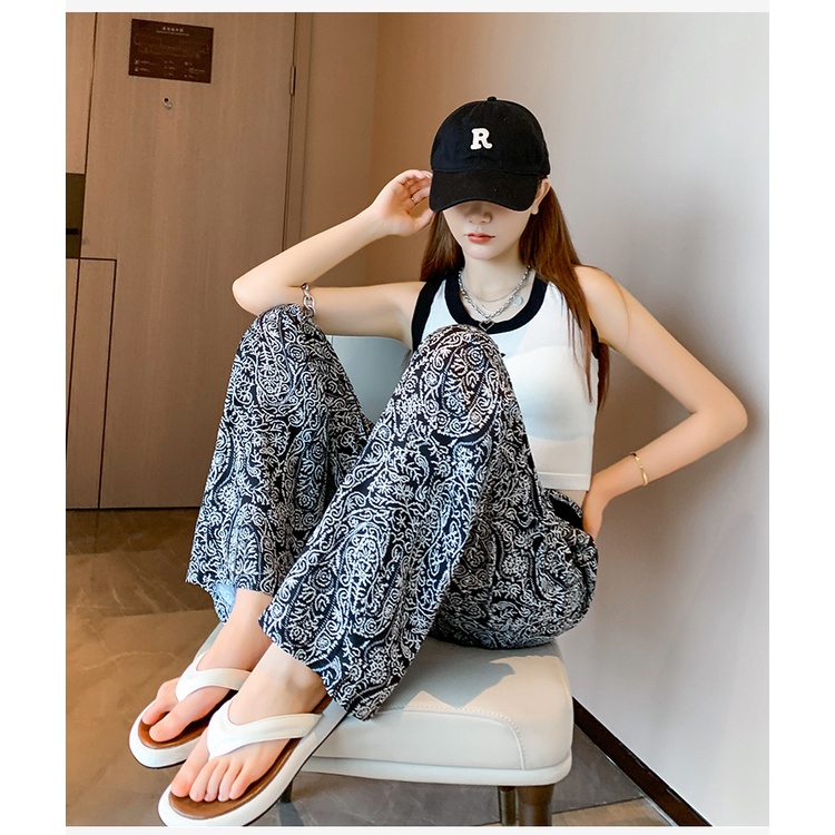 Quần chiffon Ống Rộng Lưng Cao Thời Trang Hàn Quốc Cho Nữ