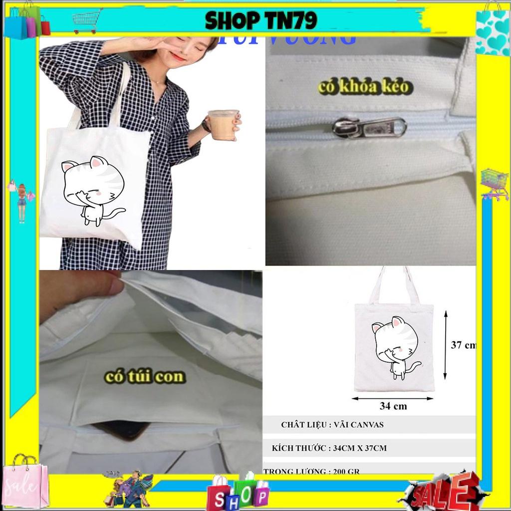 [Tặng sticker cài] TÚI TOTE CANVAS CÓ KHÓA MIỆNG , TÚI CON , PHONG CÁCH HÀN QUỐC THÍCH HỢP ĐI HỌC , ĐI CHƠI