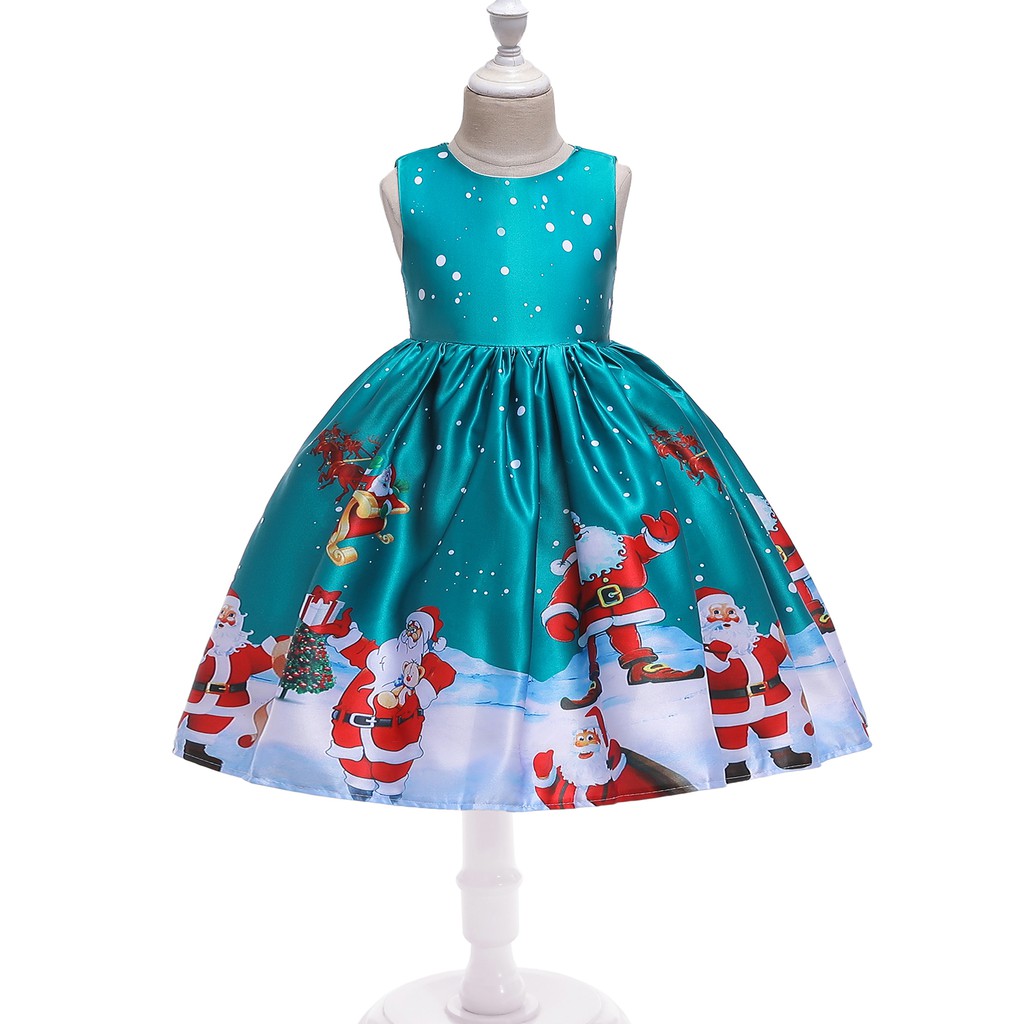 Đầm NNJXD In Họa Tiết Ông Già Noel Dễ Thương Cho Bé