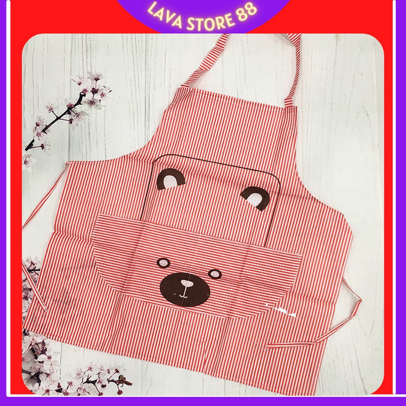 Tạp dề hình gấu kẻ siêu xinh 2455 LaVa Store88
