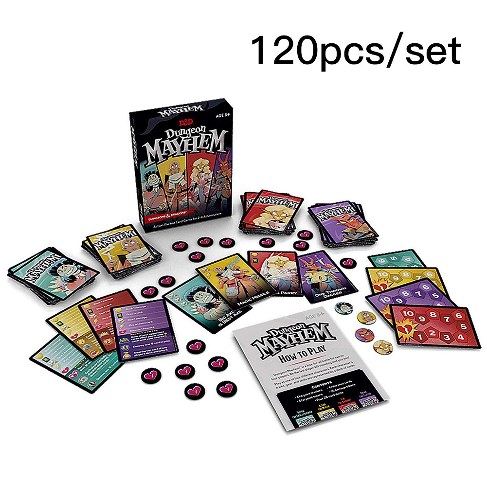 Set 120 thẻ game chữ tiếng Anh 2-4 người chơi cho Dungeon Mayhem Dragons 11*8*3CM