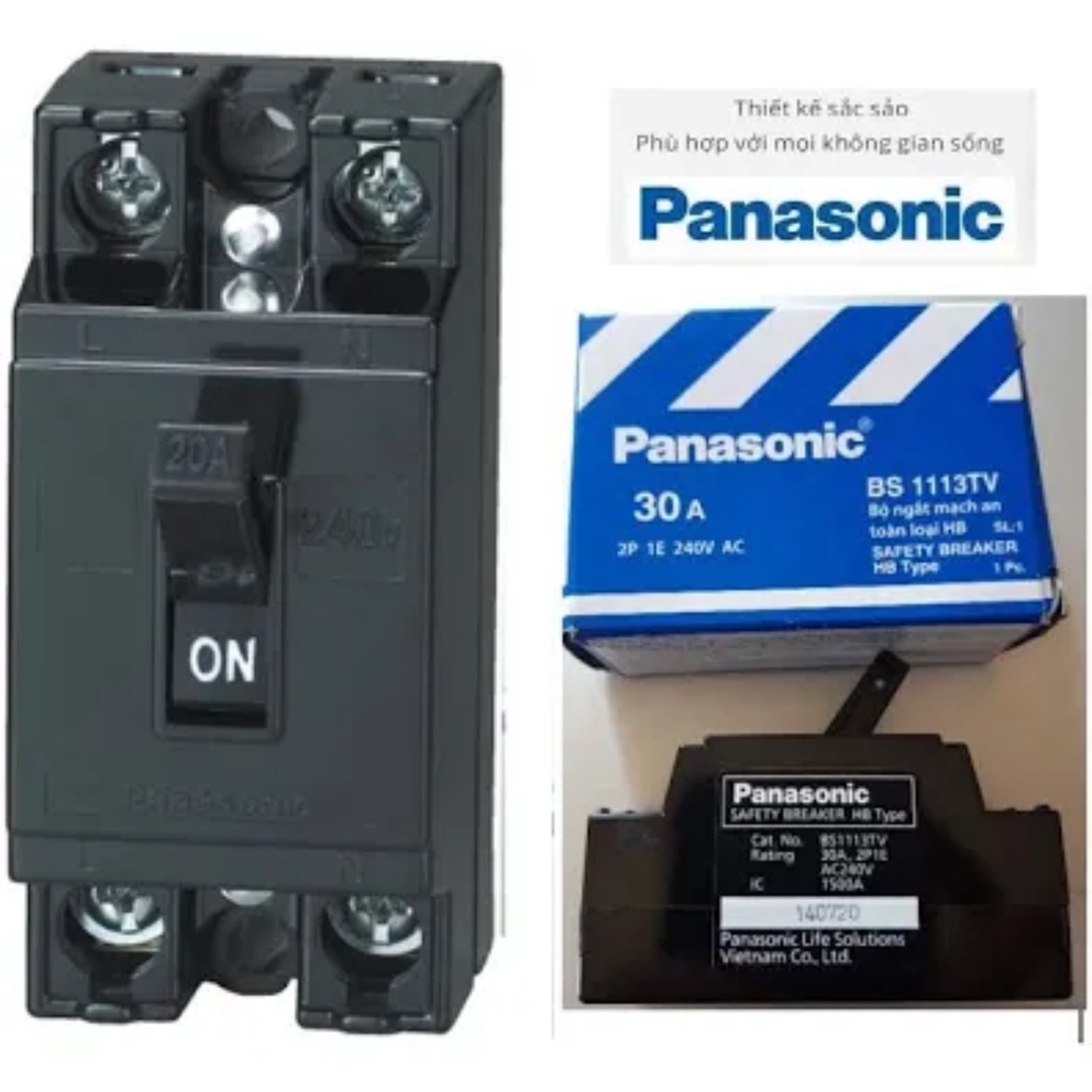 CB Cóc Panasonic, Cầu Dao Aptomat 2 Cực 10A - 15A - 20A - 30A - 40A Chính Hãng