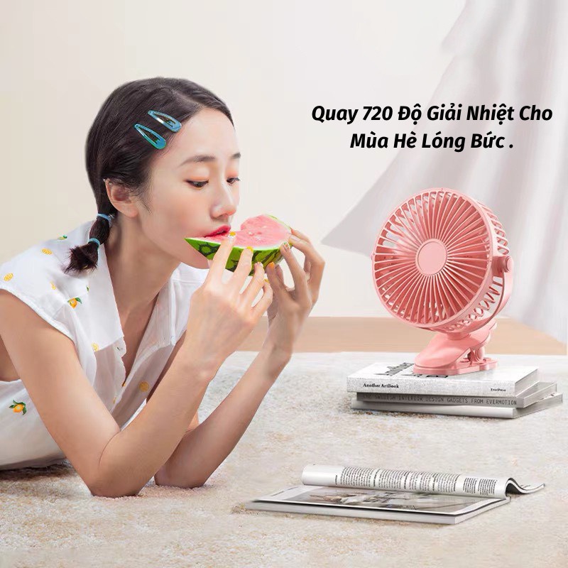 Quạt Tích Điện Mini Kẹp Bàn Quạt Mini Tích Điện Để Bàn Cực Mát Độ Kẹp Chắc Chắn Cho Dân Văn Phòng Đèn Rọi Ray ASAKI
