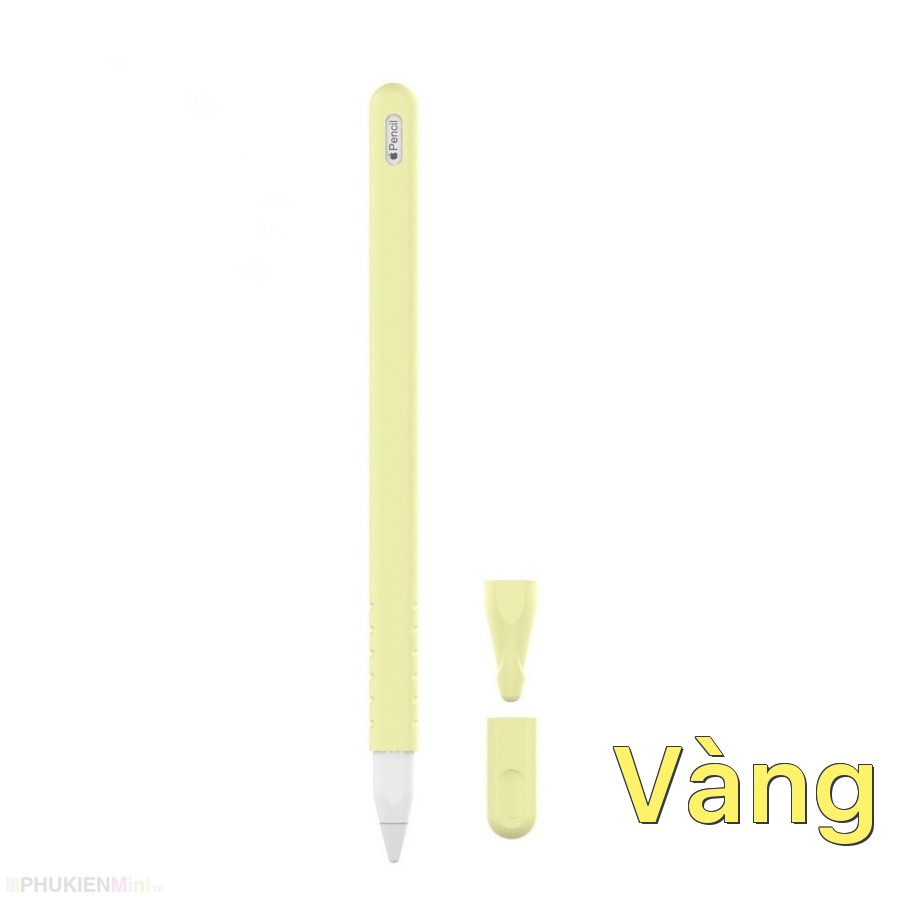 Ống silicon chống trơn trượt gồm 1 ống bảo vệ thân bút và 2 nắp bảo vệ đầu bút cho Apple Pencil 2